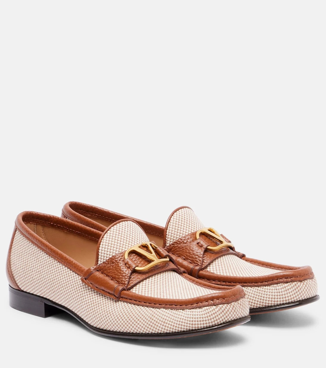 Valentino Garavani - VLogo leather-trimmed canvas loafers