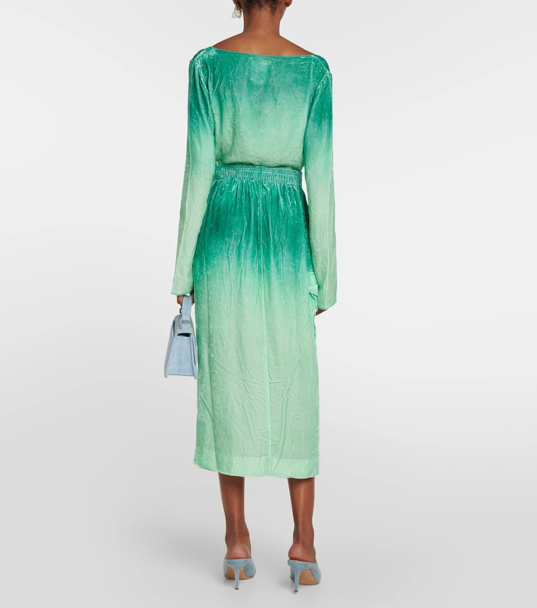 Acne Studios - Ombré velvet midi skirt