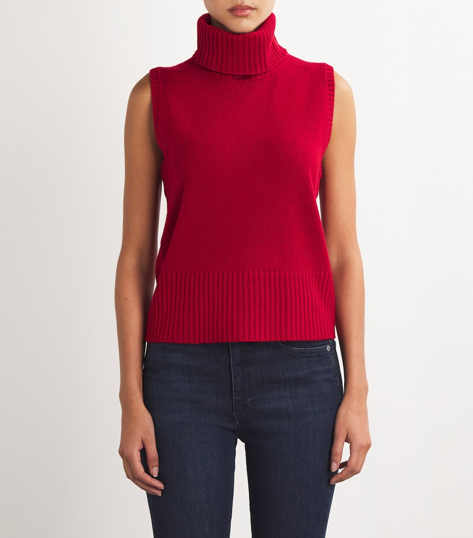 Veronica Beard Red Cashmere Mazzy Sweater Vest