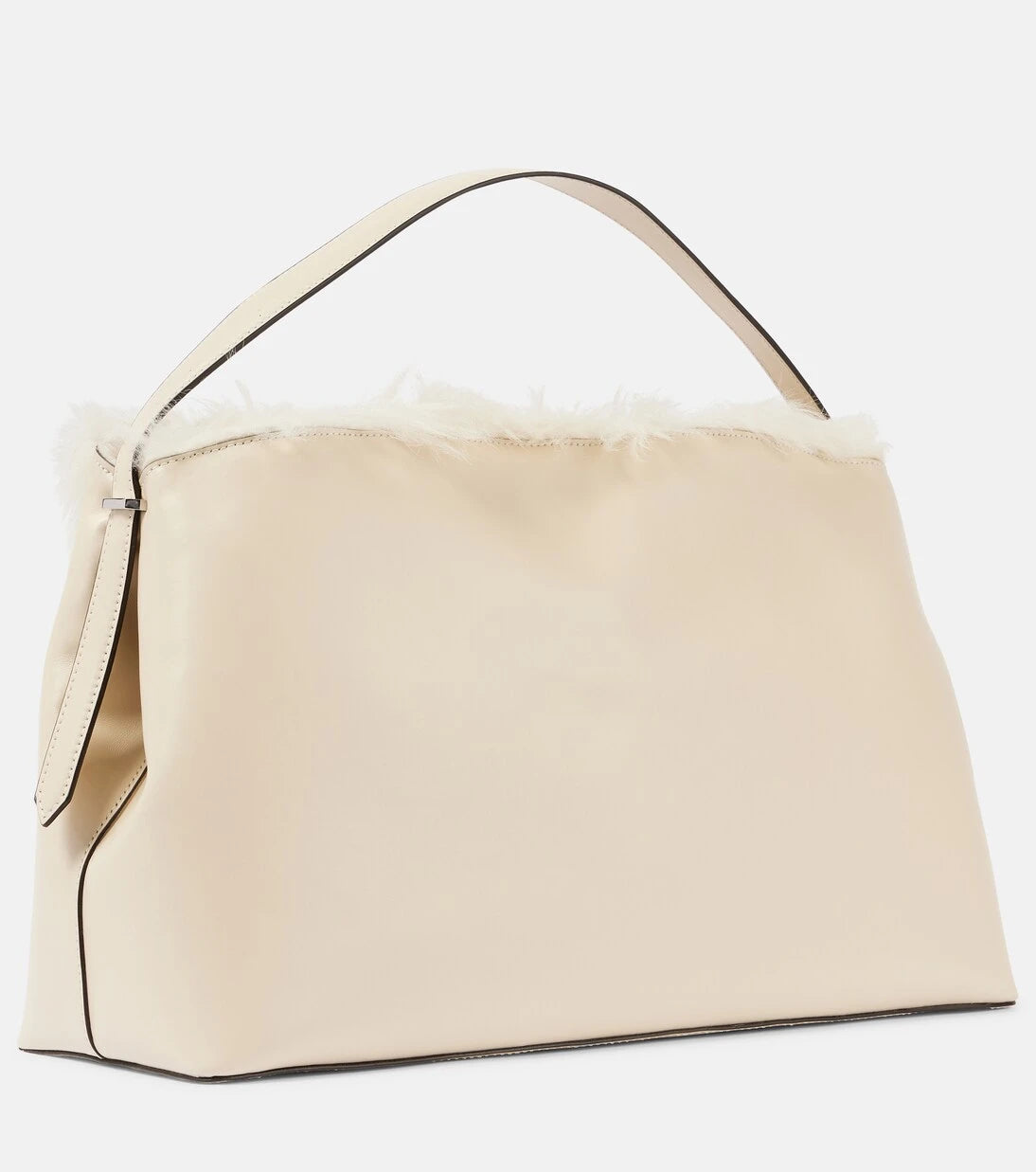 Toteme - T-Lock Büyük shearling astarlı omuz çantası