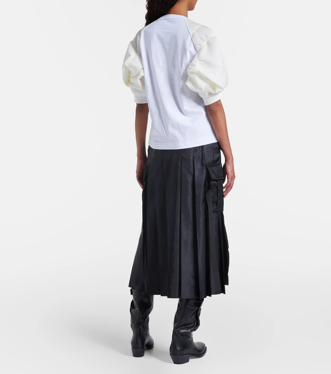 Sacai - Cotton jersey and twill T-shirt