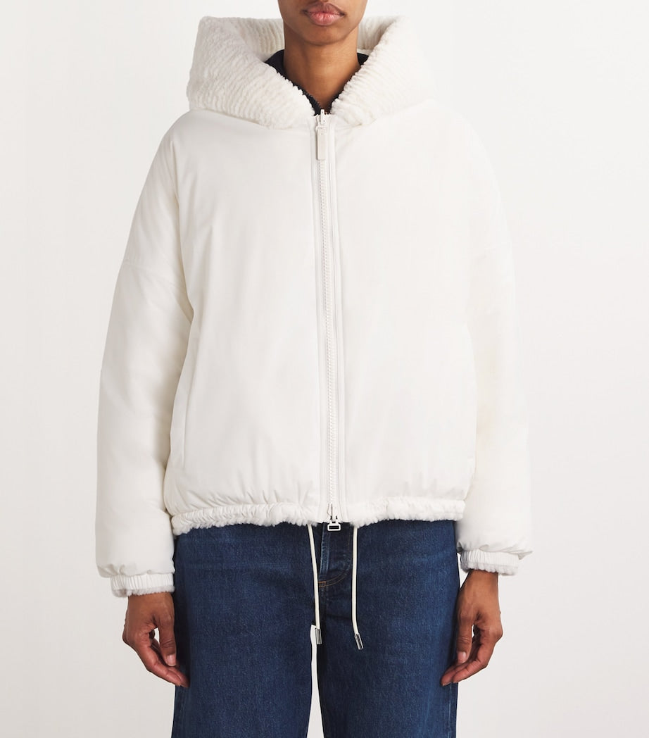 White Reversible Ribbed Lambswool Jacket