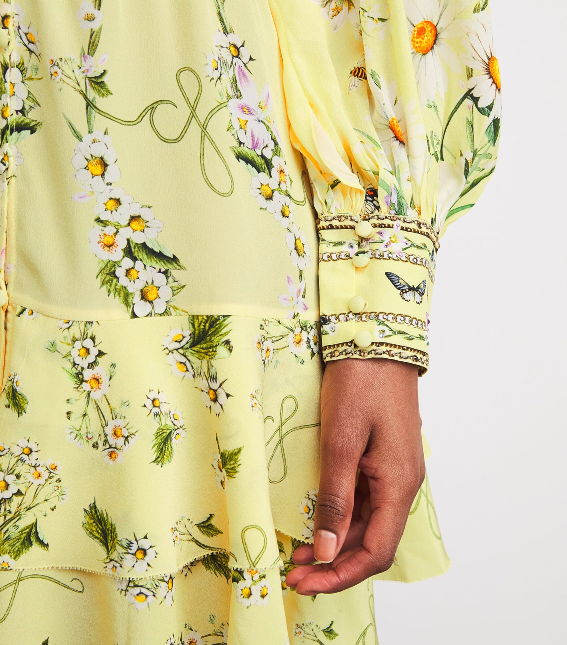 Yellow Silk Daisy Chain Mini Dress