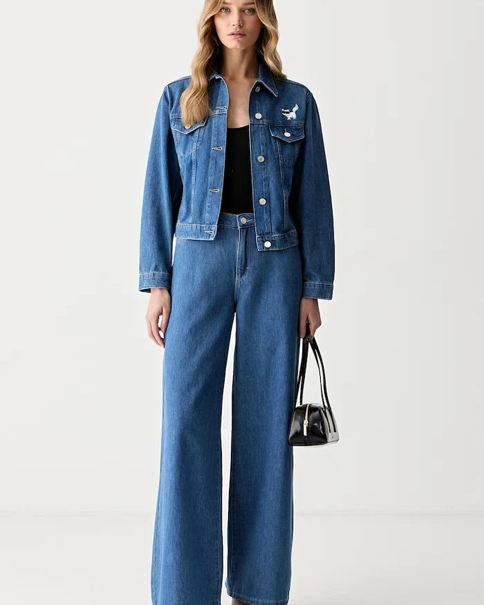 Karl Lagerfeld wide leg kadın kot pantolon IKON