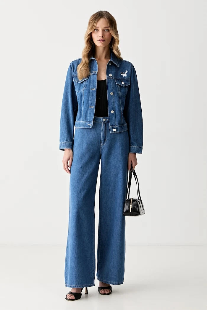 Karl Lagerfeld wide leg kadın kot pantolon IKON