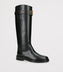 Valentino Garavani Black Leather Signature VLogo Riding Boots 30