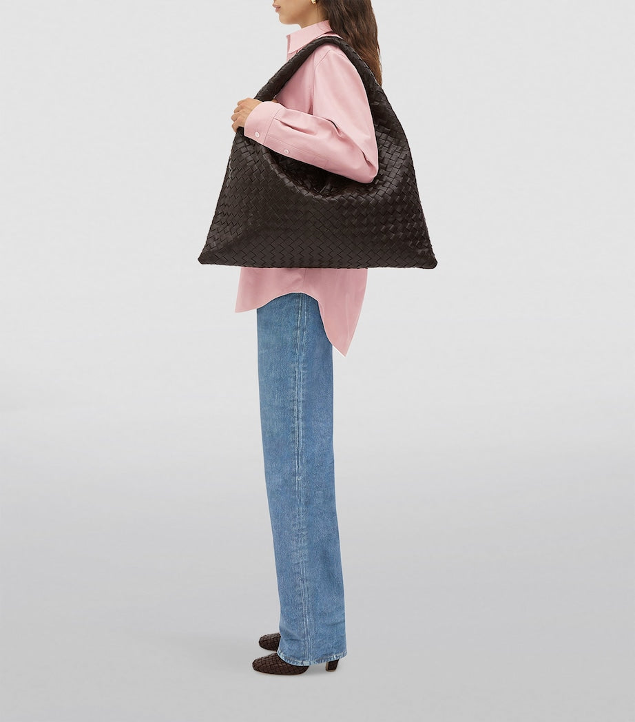 Large Leather Hop Shoulder Bag FONDANT-M BRASS