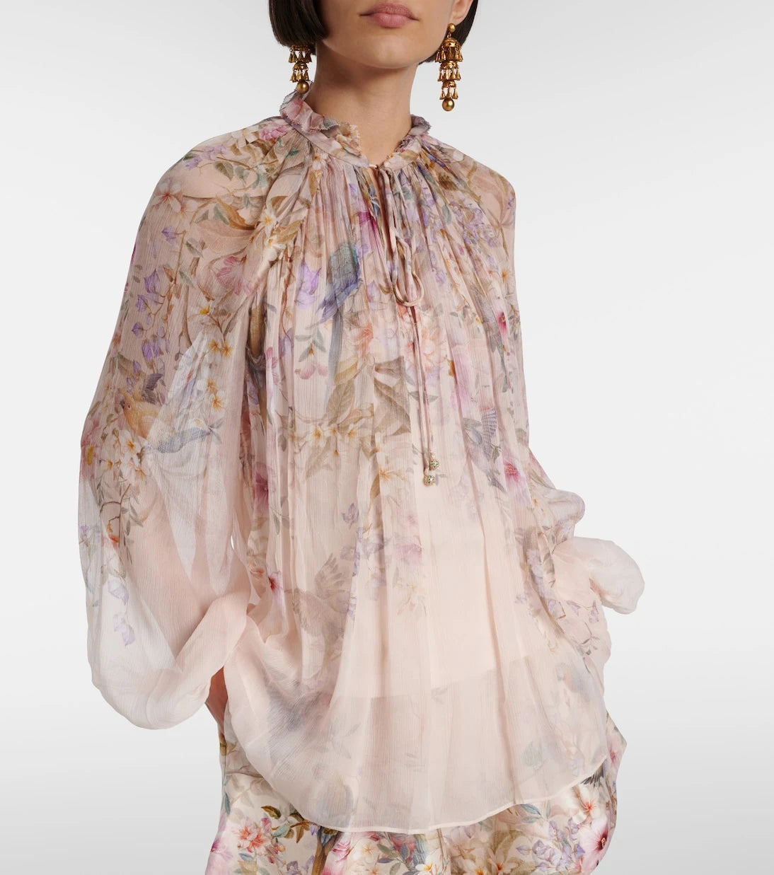 Zimmermann - Rebellion printed sheer blouse