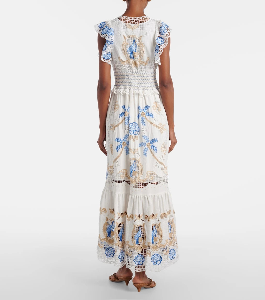 Farm Rio - Embroidered linen-blend maxi dress