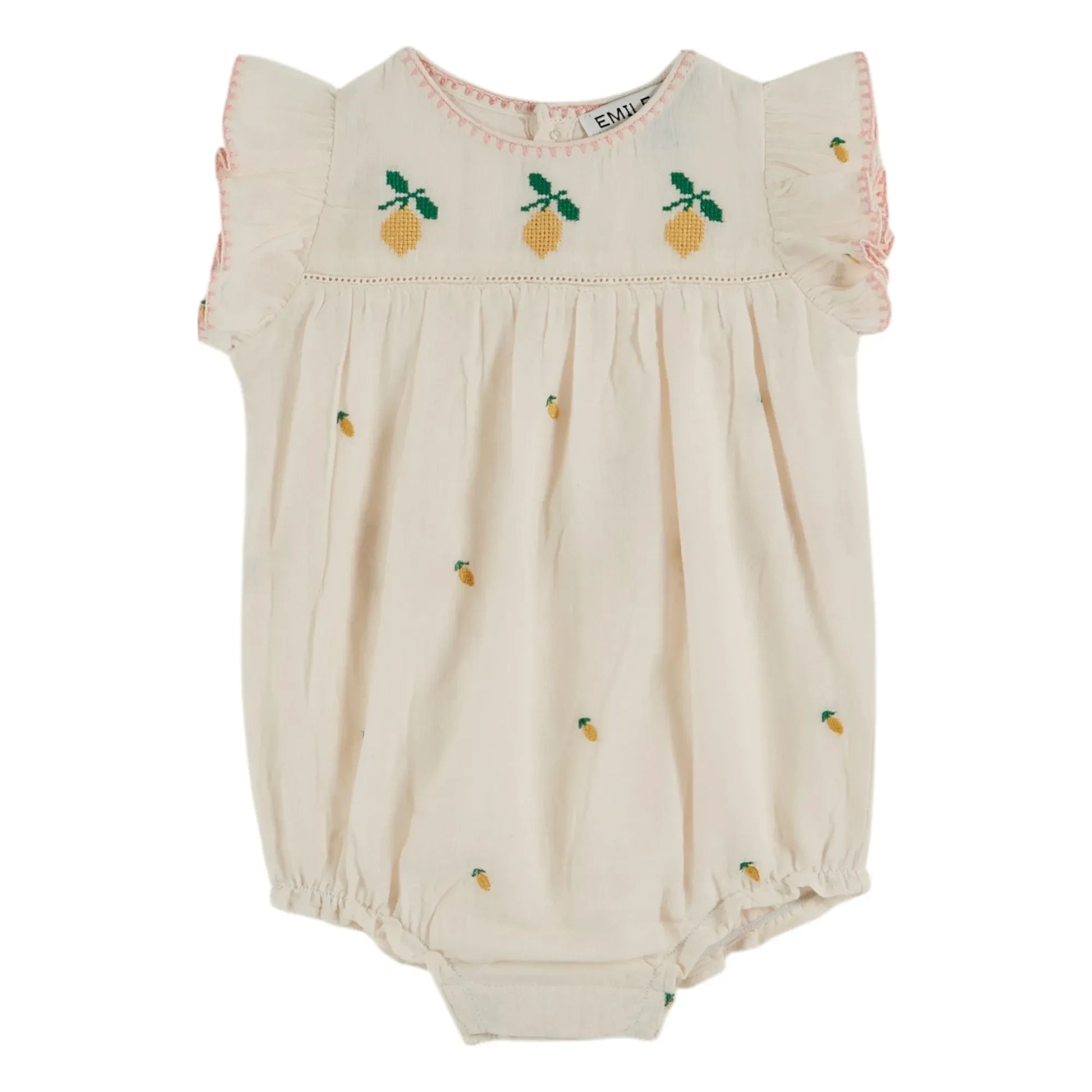 Emile et Ida - Lemon embroidered romper | Cream