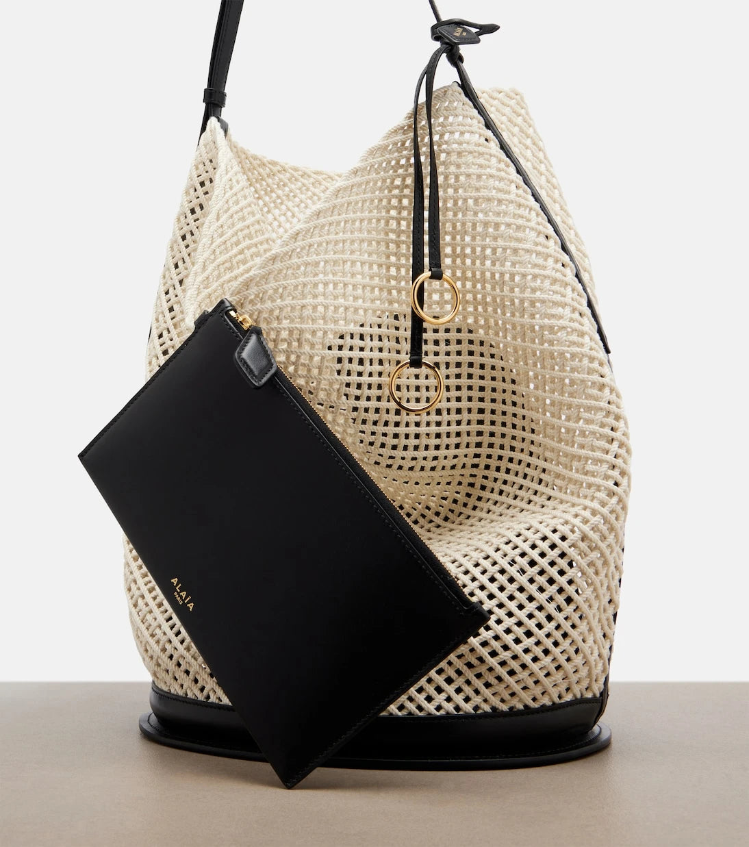 Alaïa - Hip Large leather-trimmed bucket bag