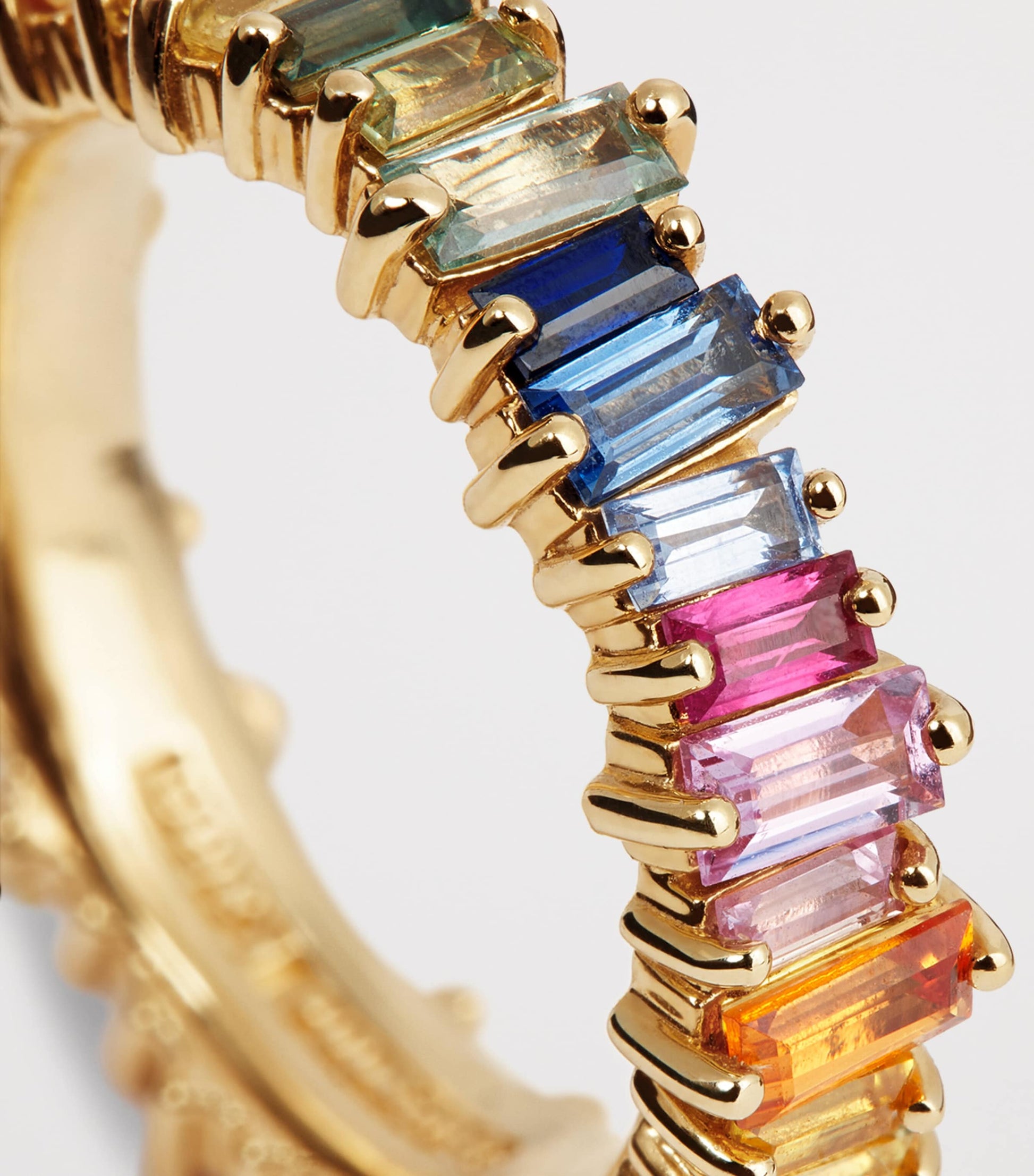 Yellow Gold and Rainbow Sapphire Bold Eternity Ring