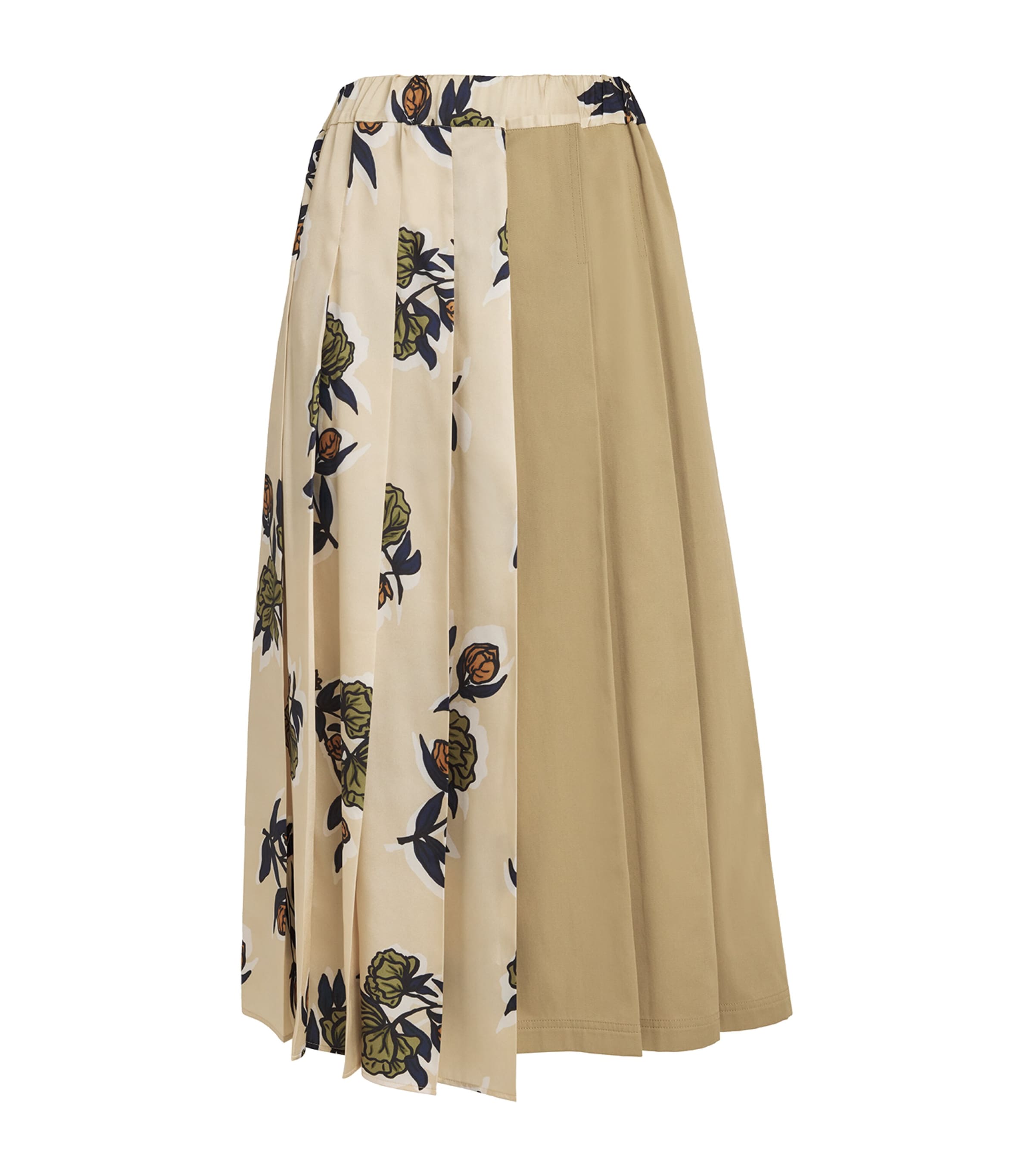 Beige Pleated Midi Skirt