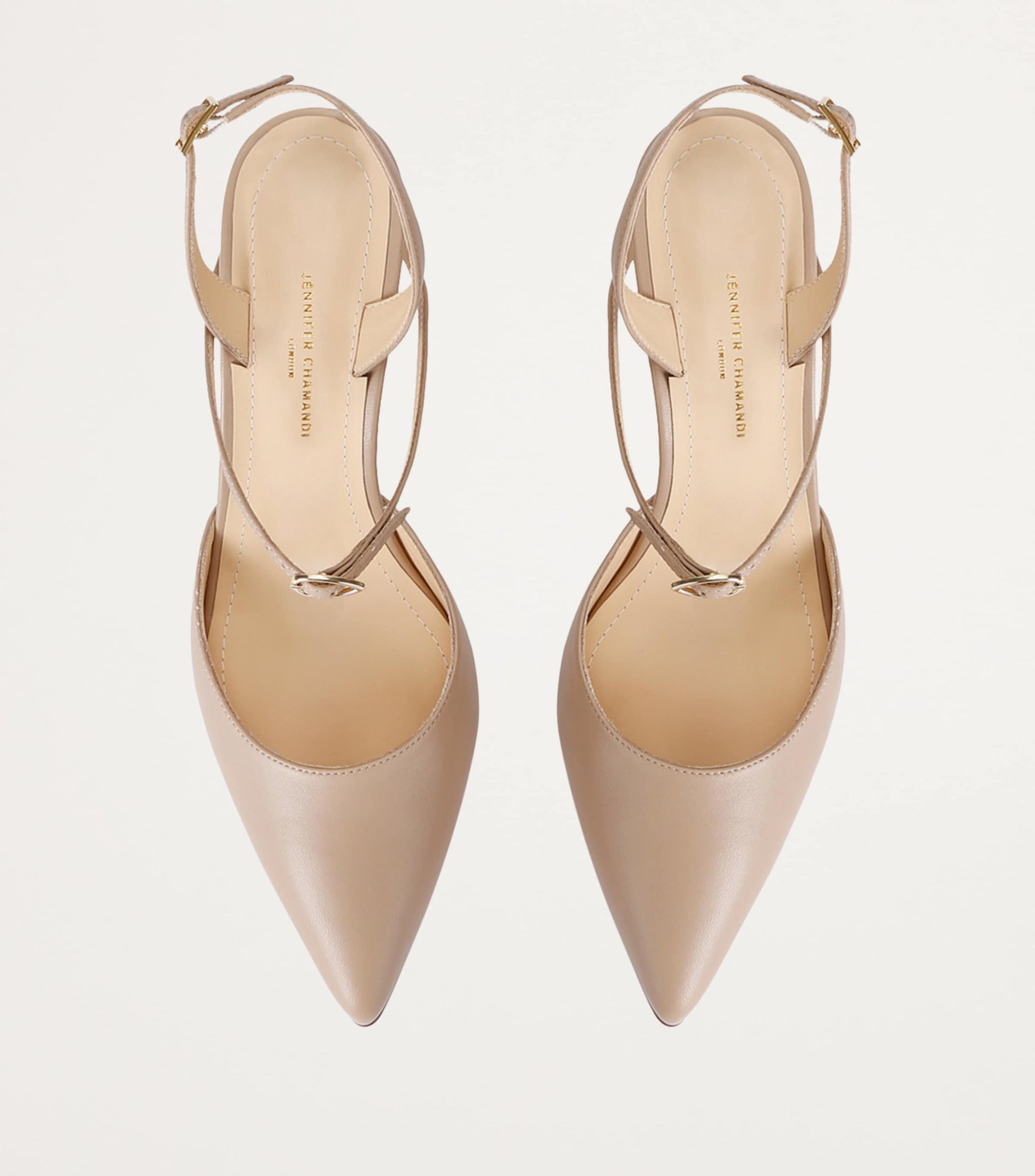 Jennifer Chamandi Beige Leather Vittorio Slingback Pumps 85