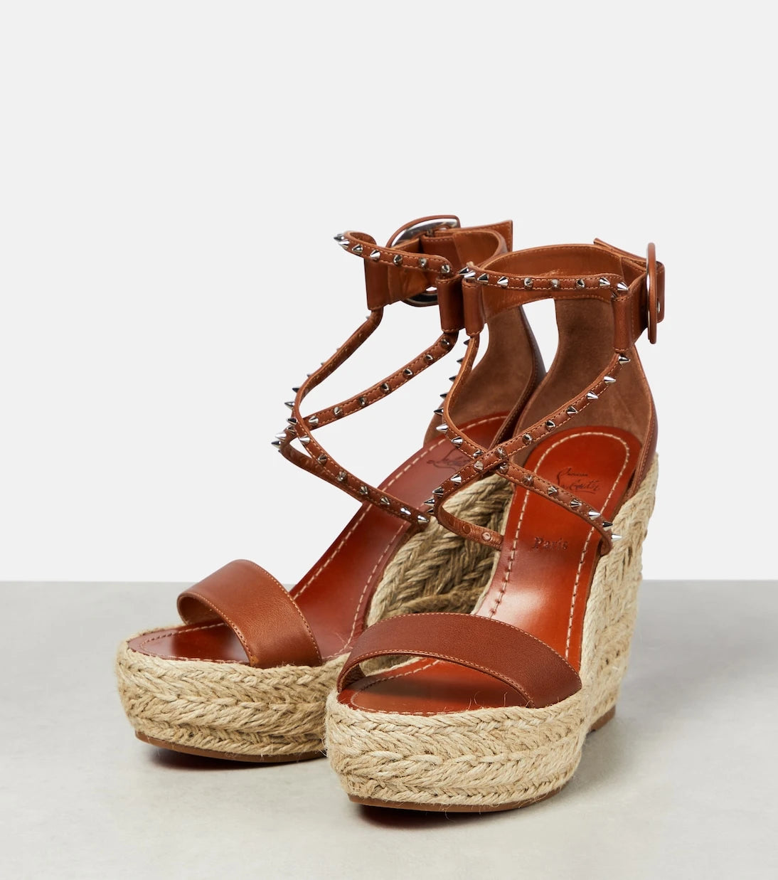 Christian Louboutin - Chocazeppa leather wedge espadrilles