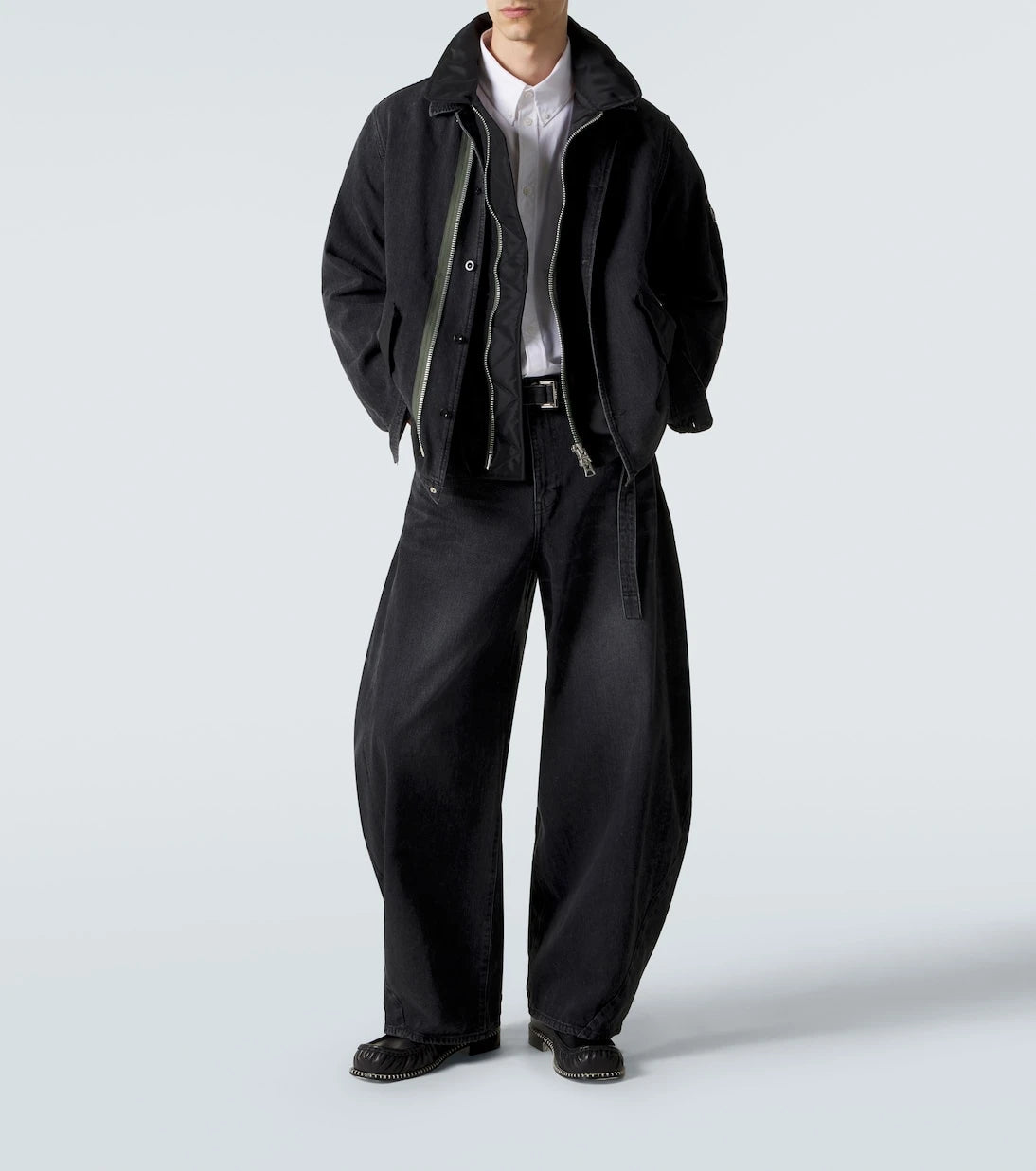 Sacai - Twill-trimmed denim blouson jacket