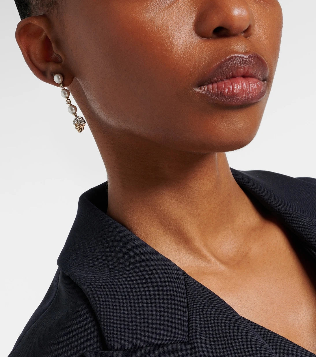 McQueen - Skull crystal-embellished drop earrings