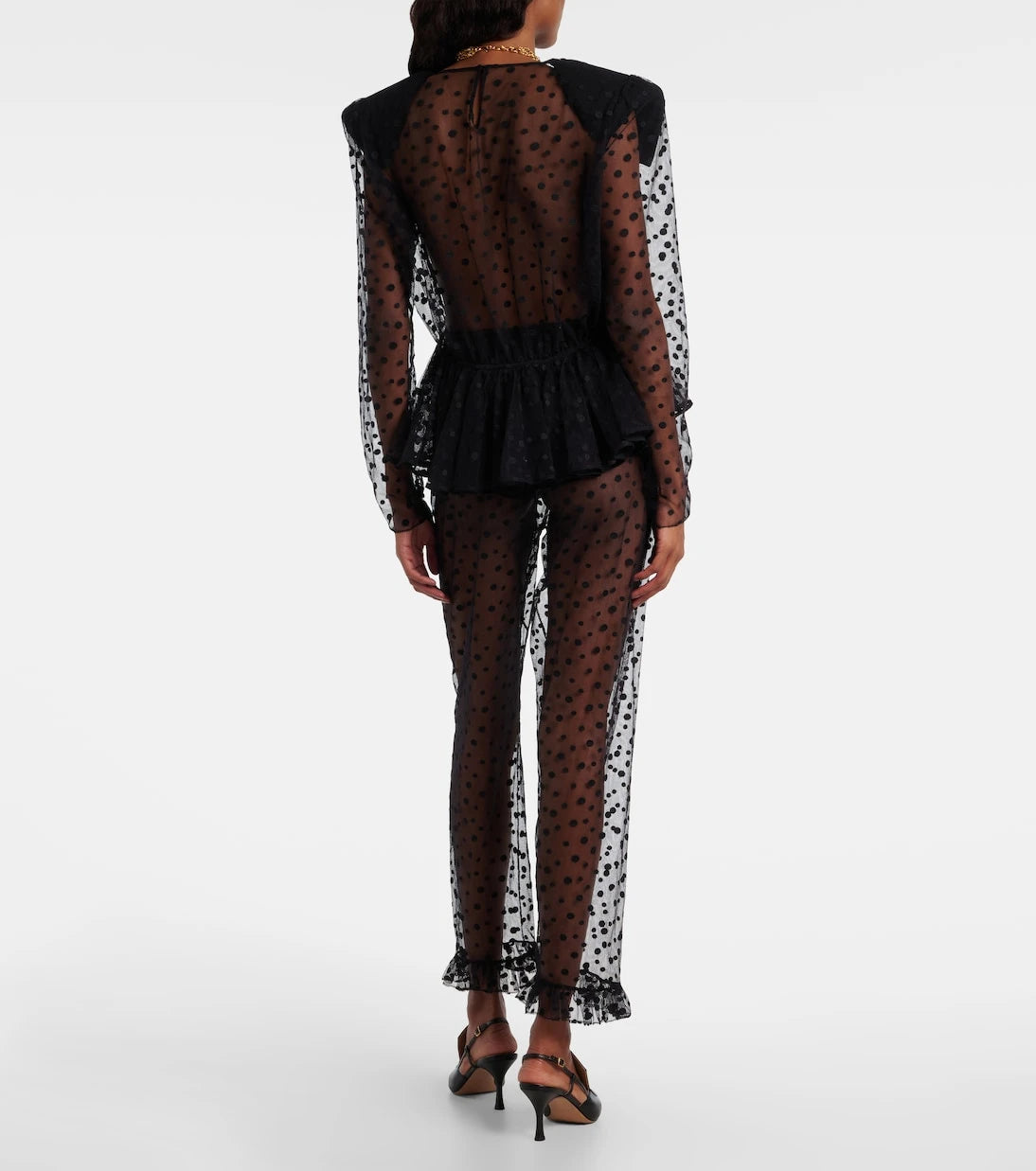 Chloé - Polka-dot cotton-blend tulle straight pants