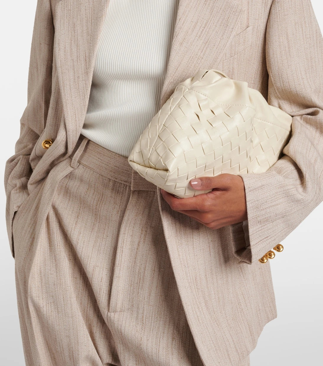 Bottega Veneta - حقيبة كتف جلدية Notte مع كيس حماية من الغبار