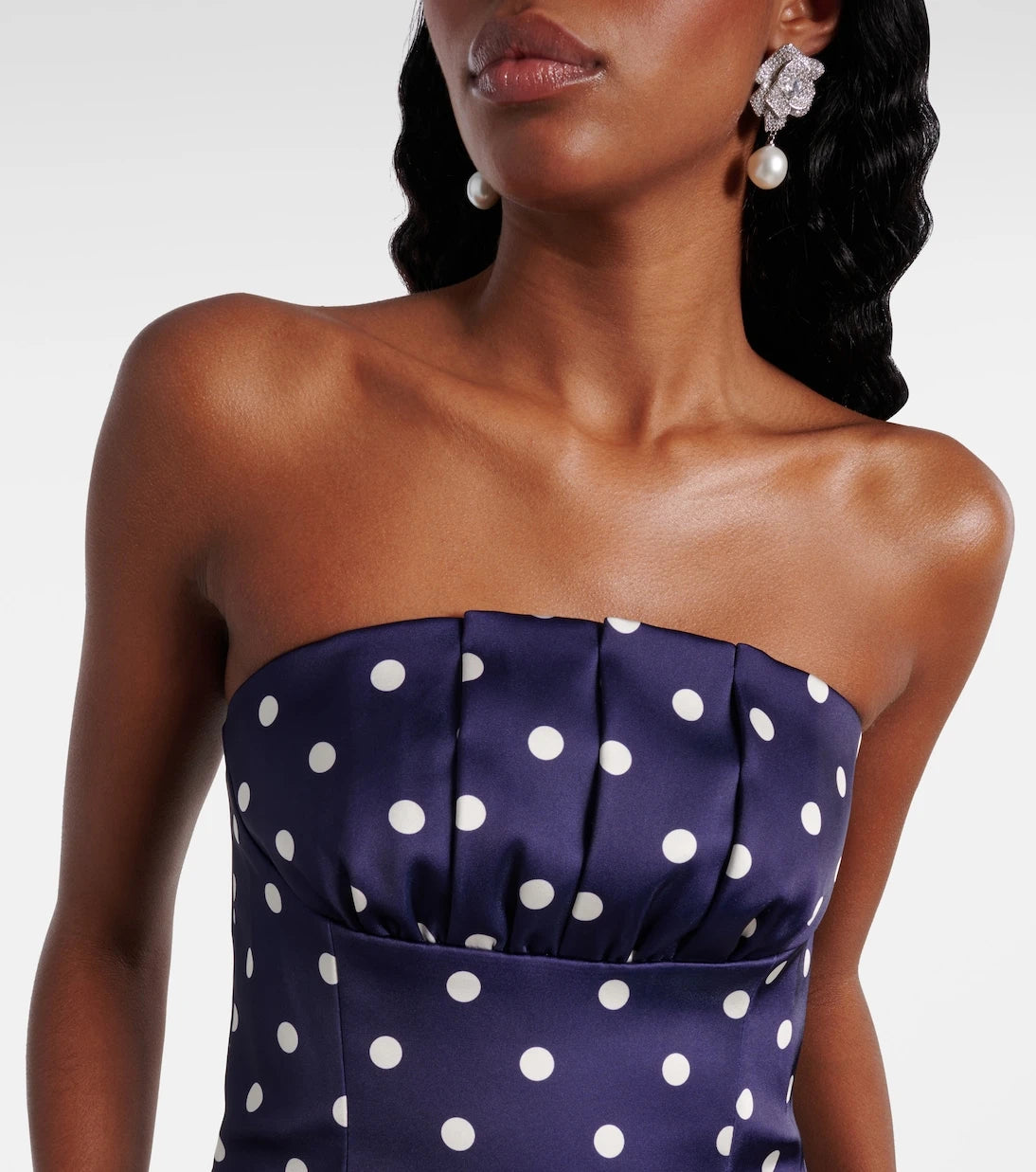 Self-Portrait - Polka-dot strapless cocktail dress