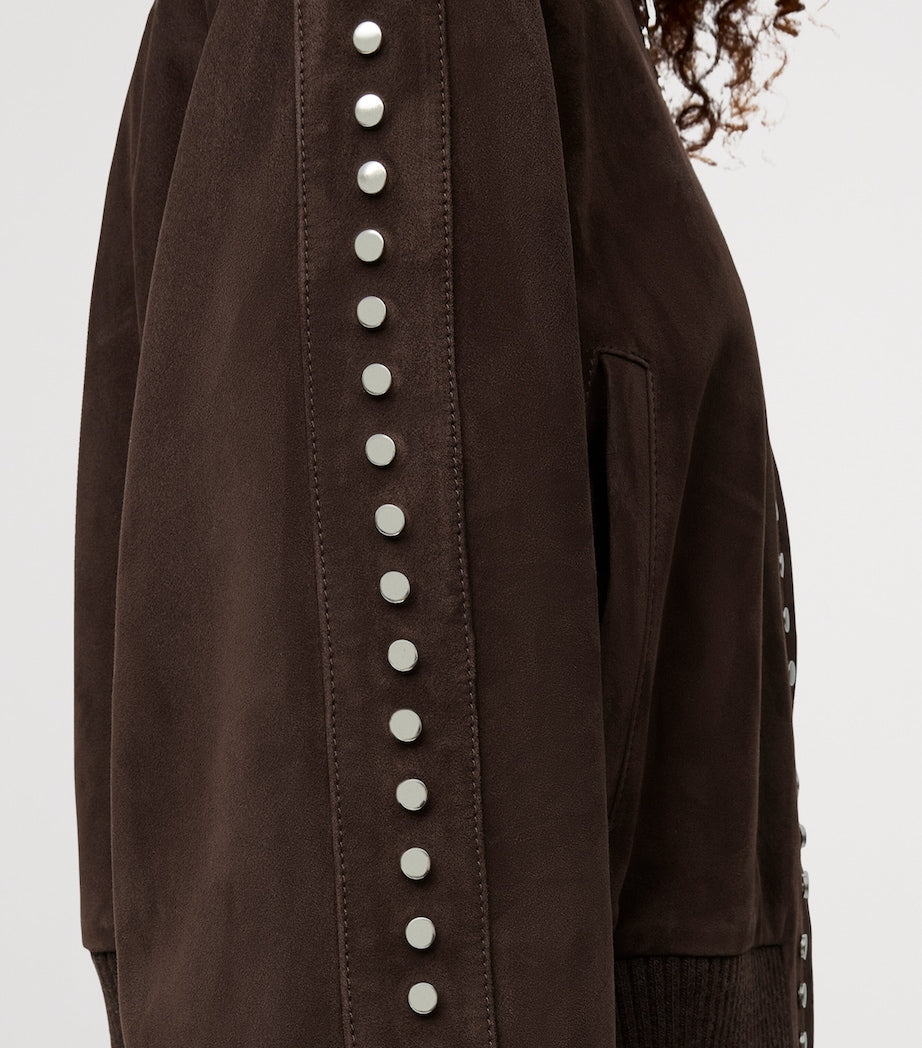 LOEWE Brown Suede Studded Bomber Jacket