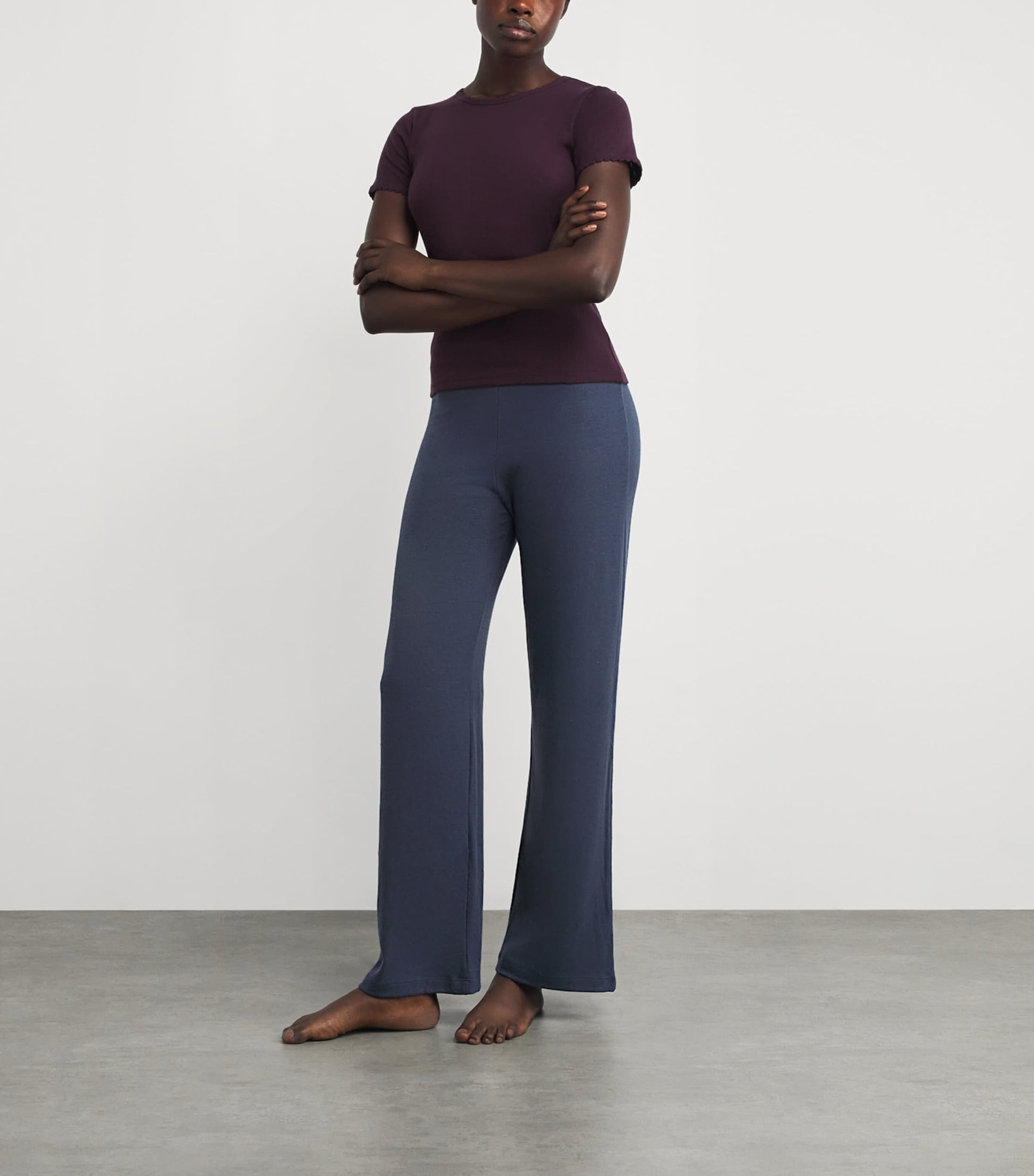 Navy Lauren Wide-Leg Lounge Trousers