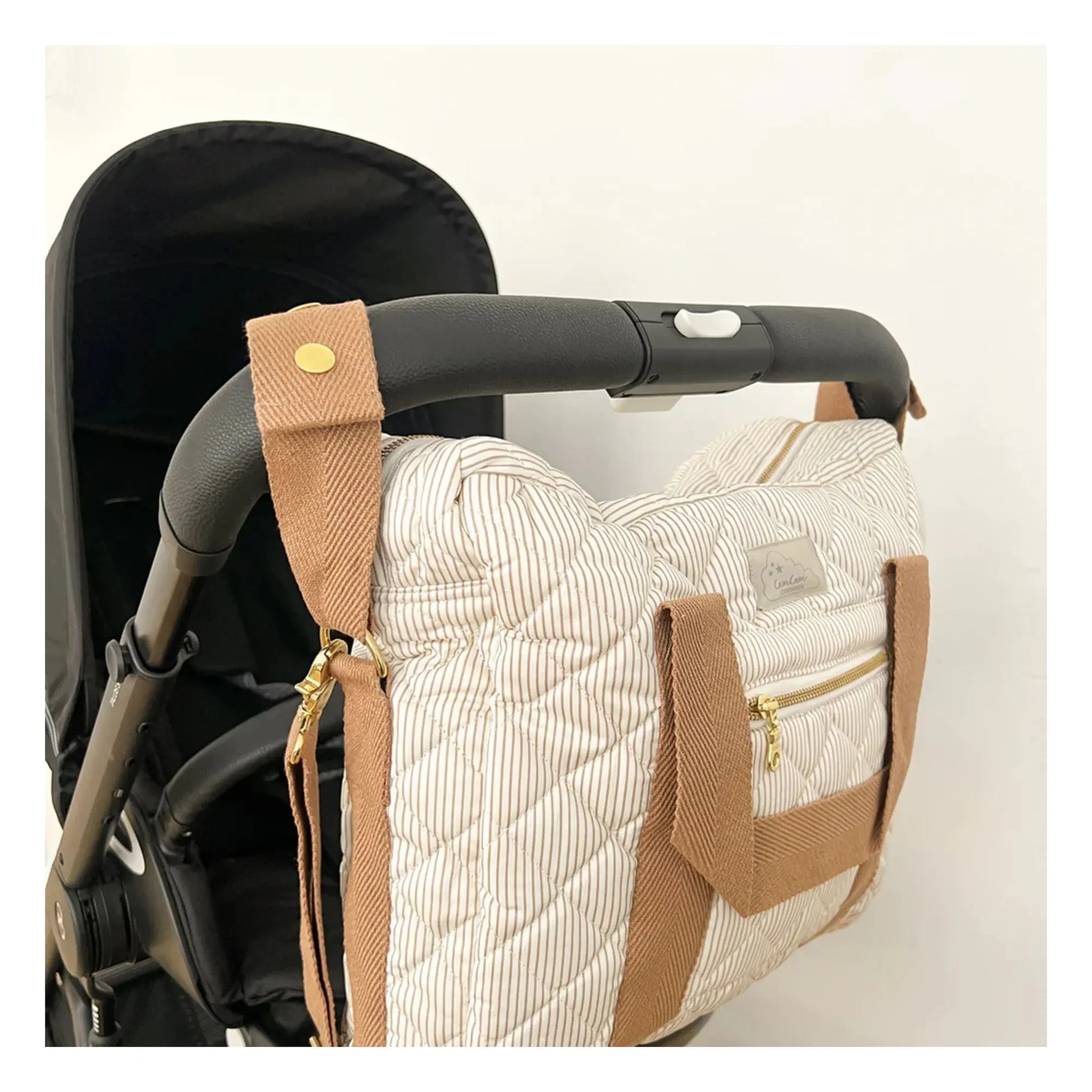 Cam Cam - Stripes quilted diaper bag | Camel