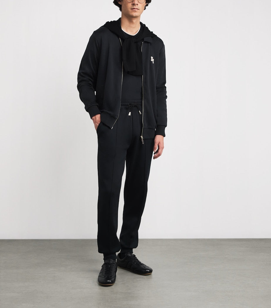 Eleventy Black Cotton-Blend Logo Track Jacket