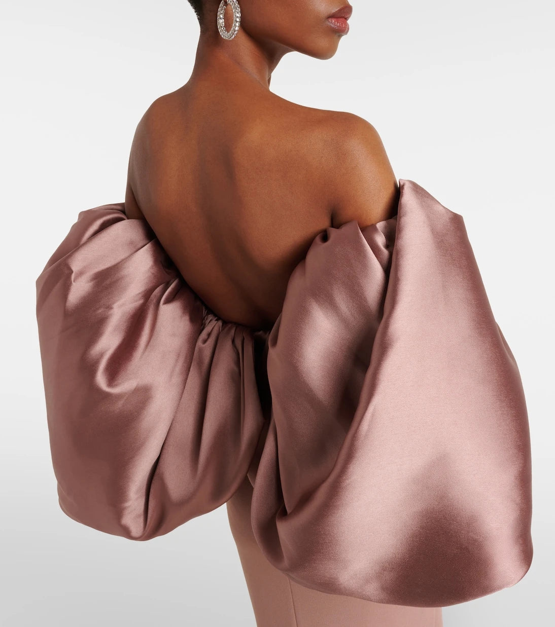 Solace London - Floris satin-trimmed off-shoulder gown