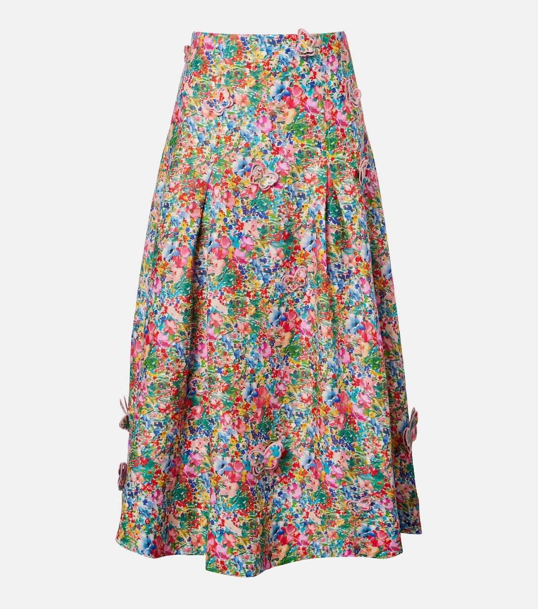 Farm Rio - Appliqué floral linen maxi skirt
