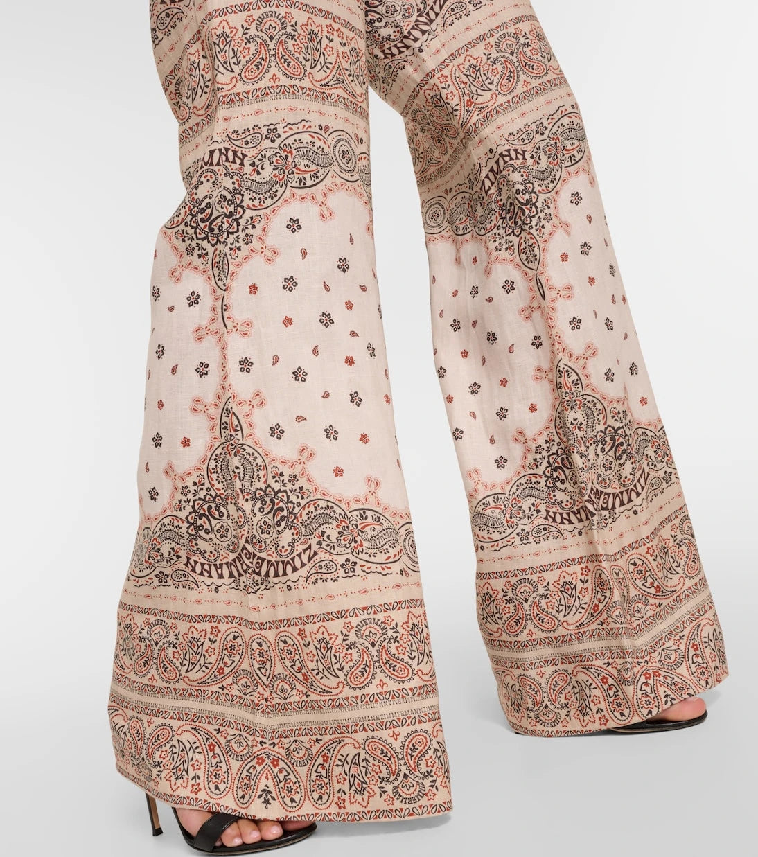 Zimmermann - Printed high-rise linen wide-leg pants