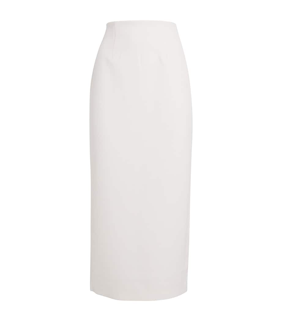 White Crepe Midi Pencil Skirt