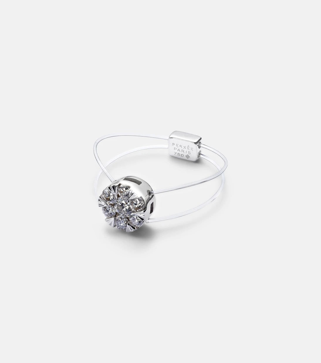 Persée - Floating 18kt white gold ring with diamond