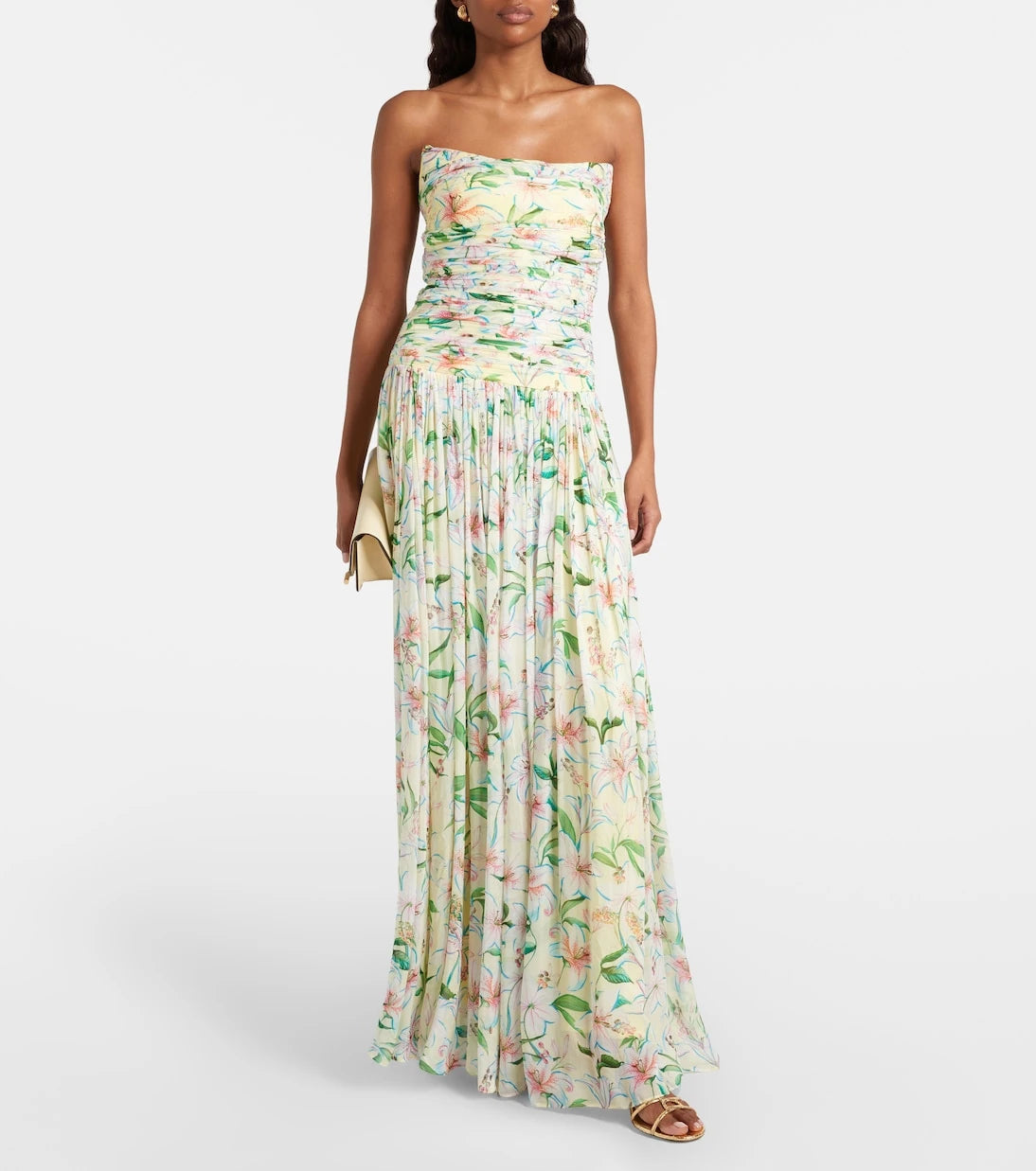 Là Fuori - Draped floral caped gown