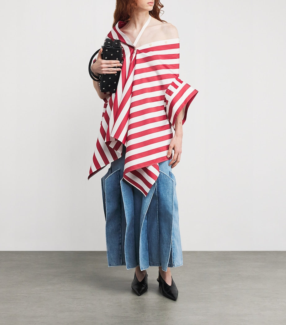 A.W.A.K.E. Mode Blue Denim Panelled Maxi Skirt