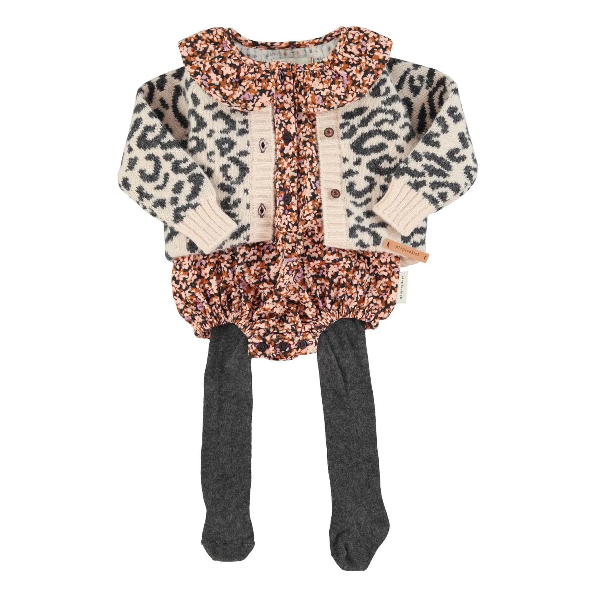 Piupiuchick - Floral Claudine-neck romper | Black