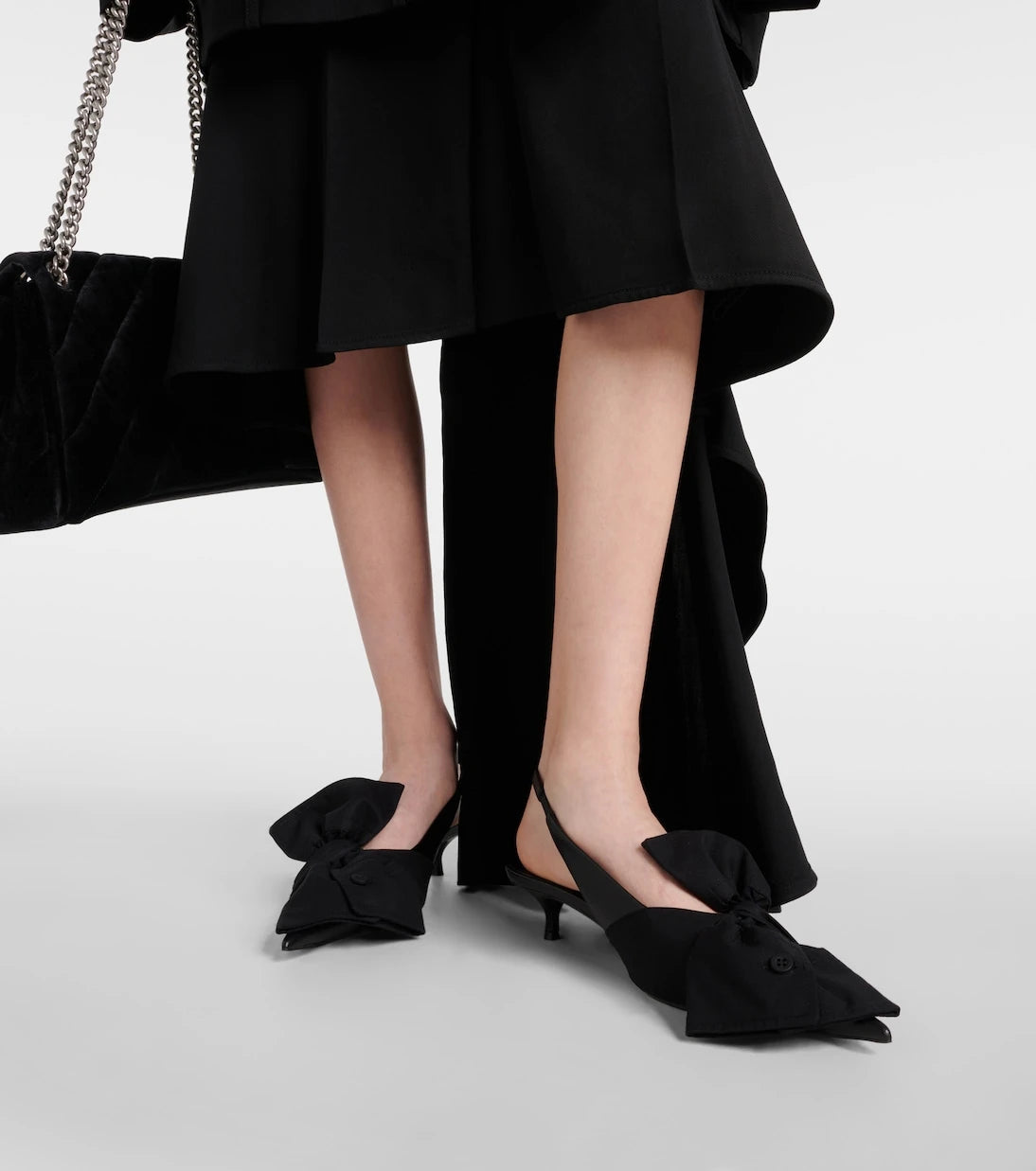 Balenciaga - Bow-detail leather slingback pumps