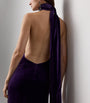 Stretch Velvet Tatum Evening Dress AUBERGINE