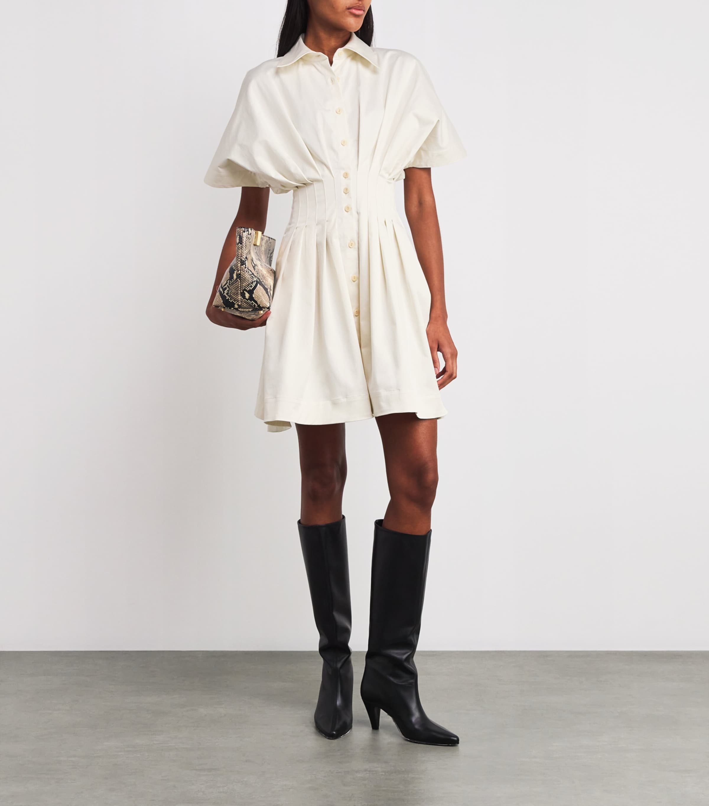 Palmer//Harding Ivory Stretch-Cotton Courage Mini Dress