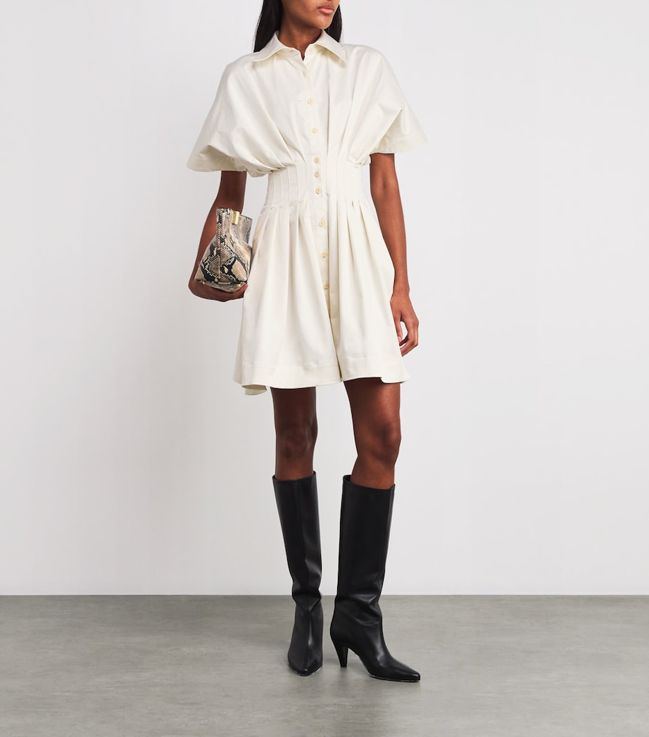 Palmer//Harding Ivory Stretch-Cotton Courage Mini Dress