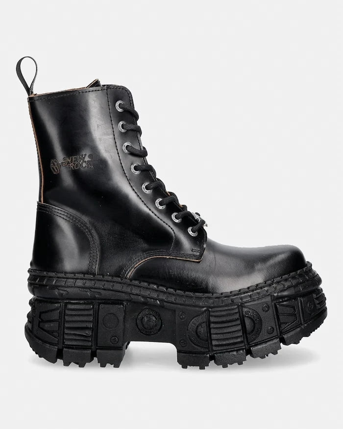 New Rock кубинки с платформа дамски от кожа ANTIK NEGRO REVES CUERO