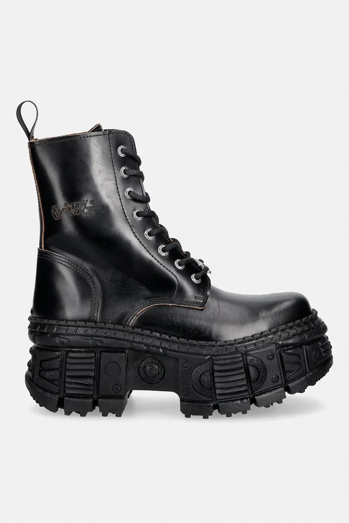 New Rock kadın deri platformlu bot ANTIK NEGRO REVES CUERO