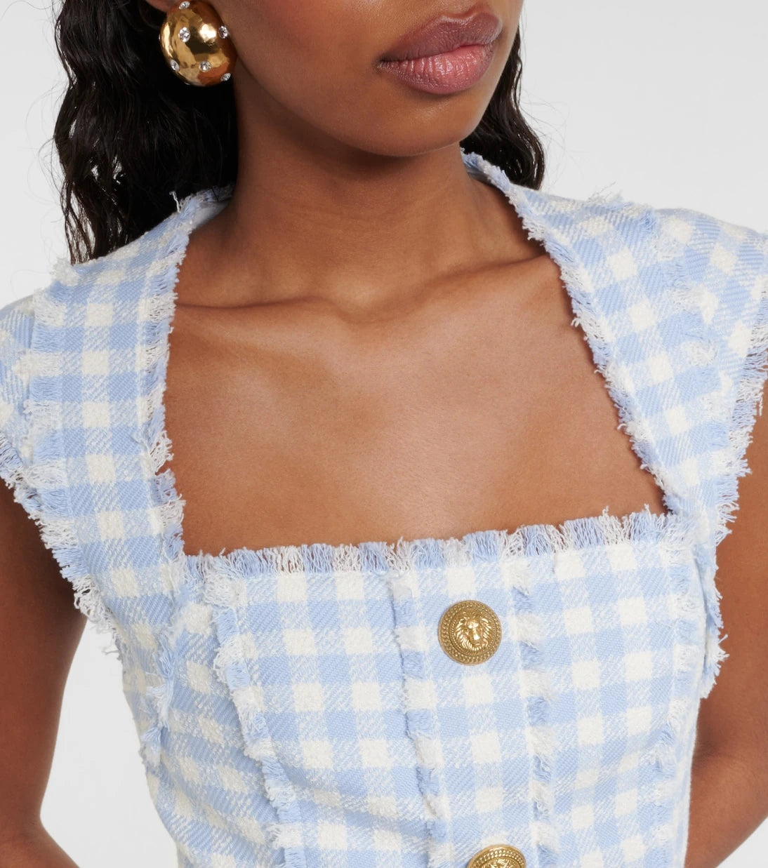 Balmain - Gingham tweed minidress