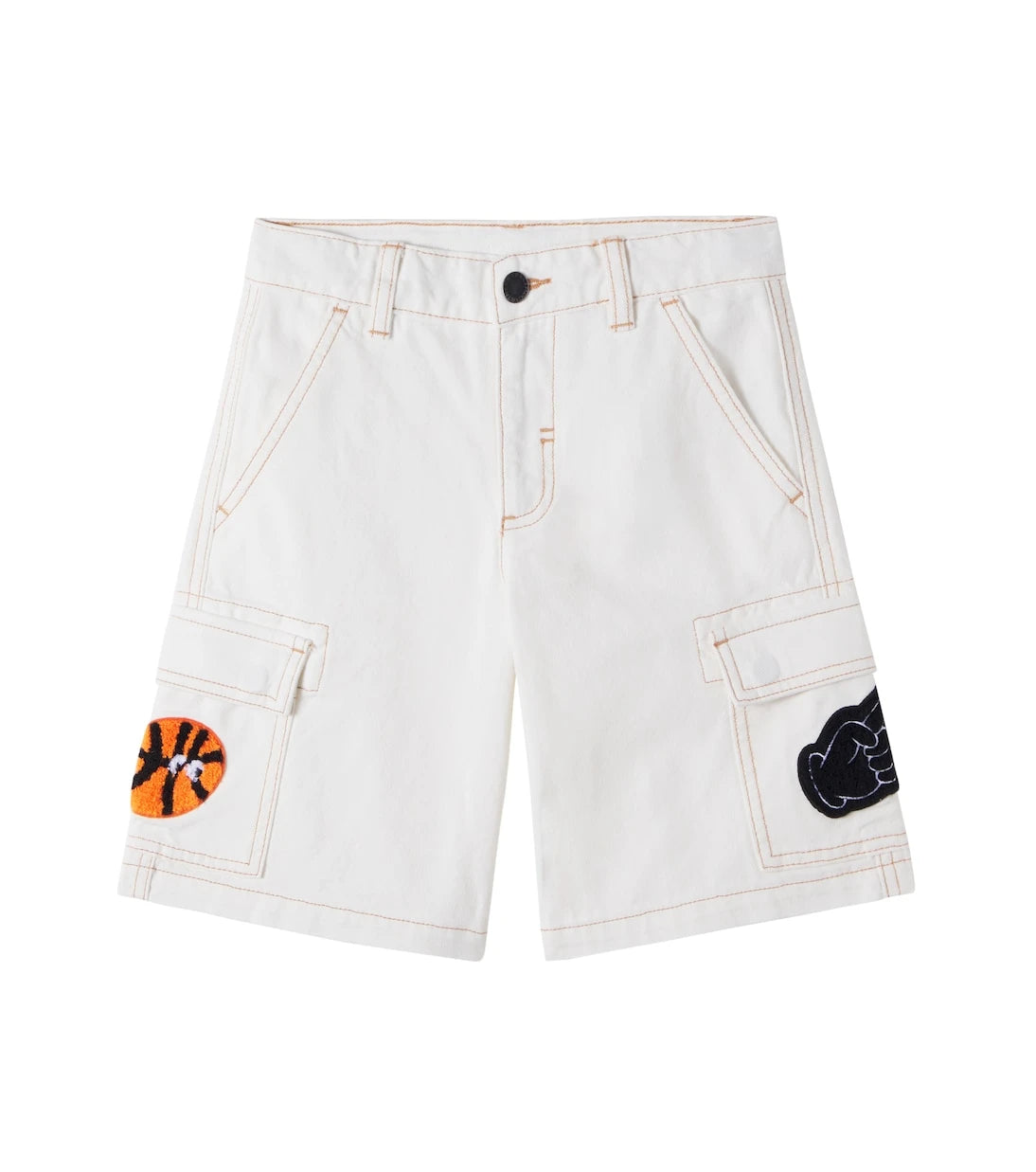 Stella McCartney Kids - شورت جينز كارغو بتطريزات رقع