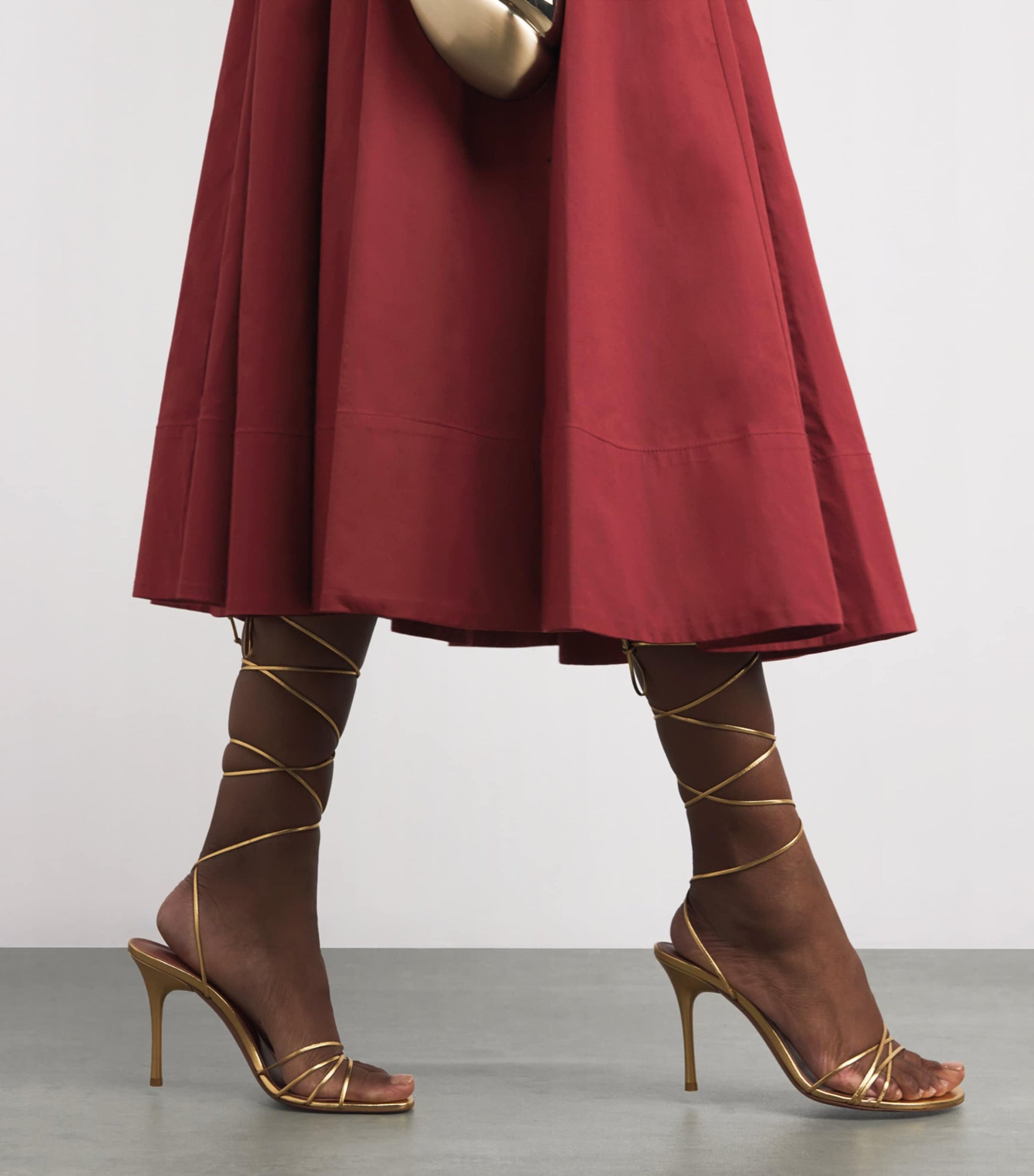 Red Stretch-Cotton Wells Midi Dress