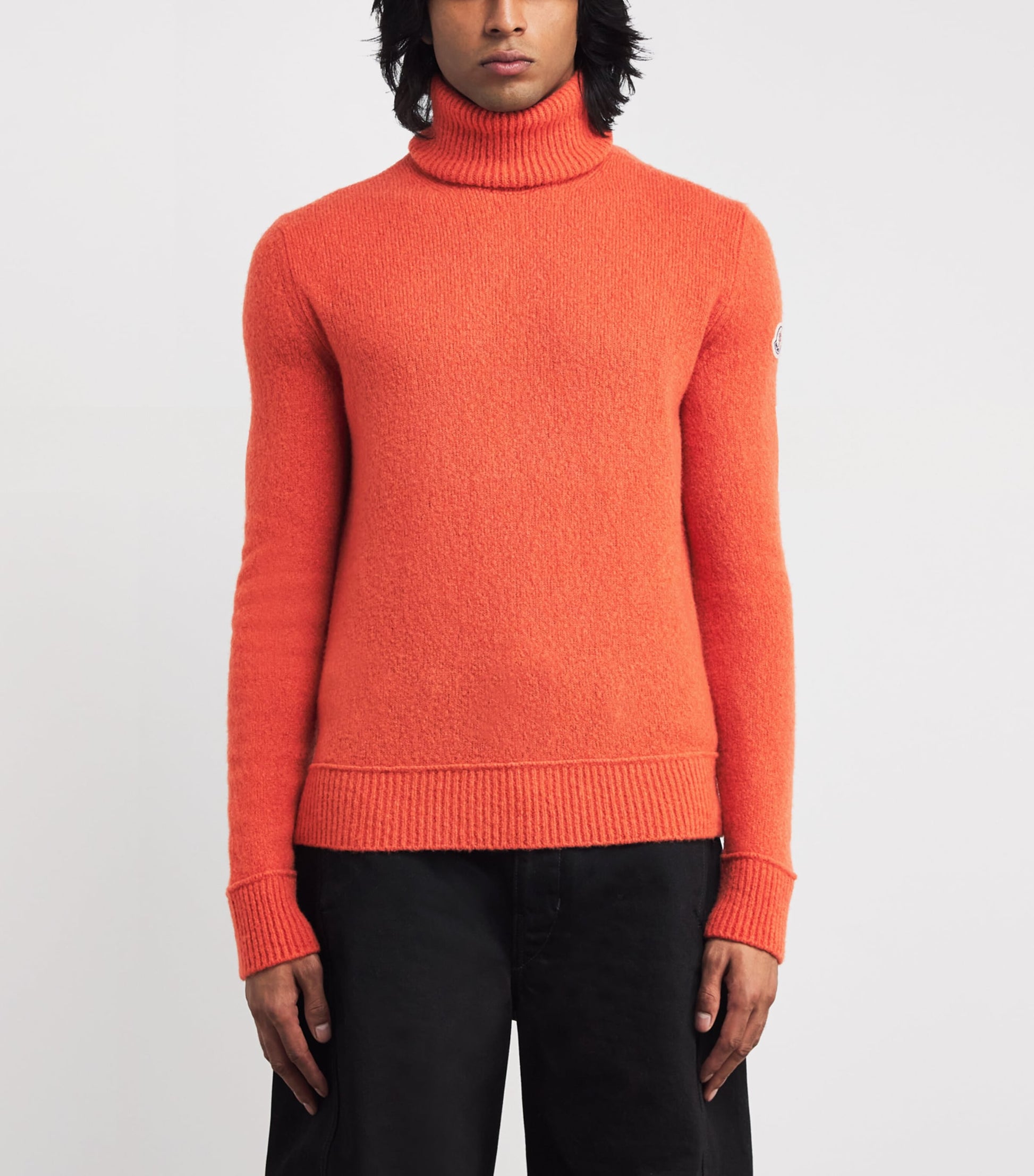 Orange Wool-Blend Rollneck Sweater