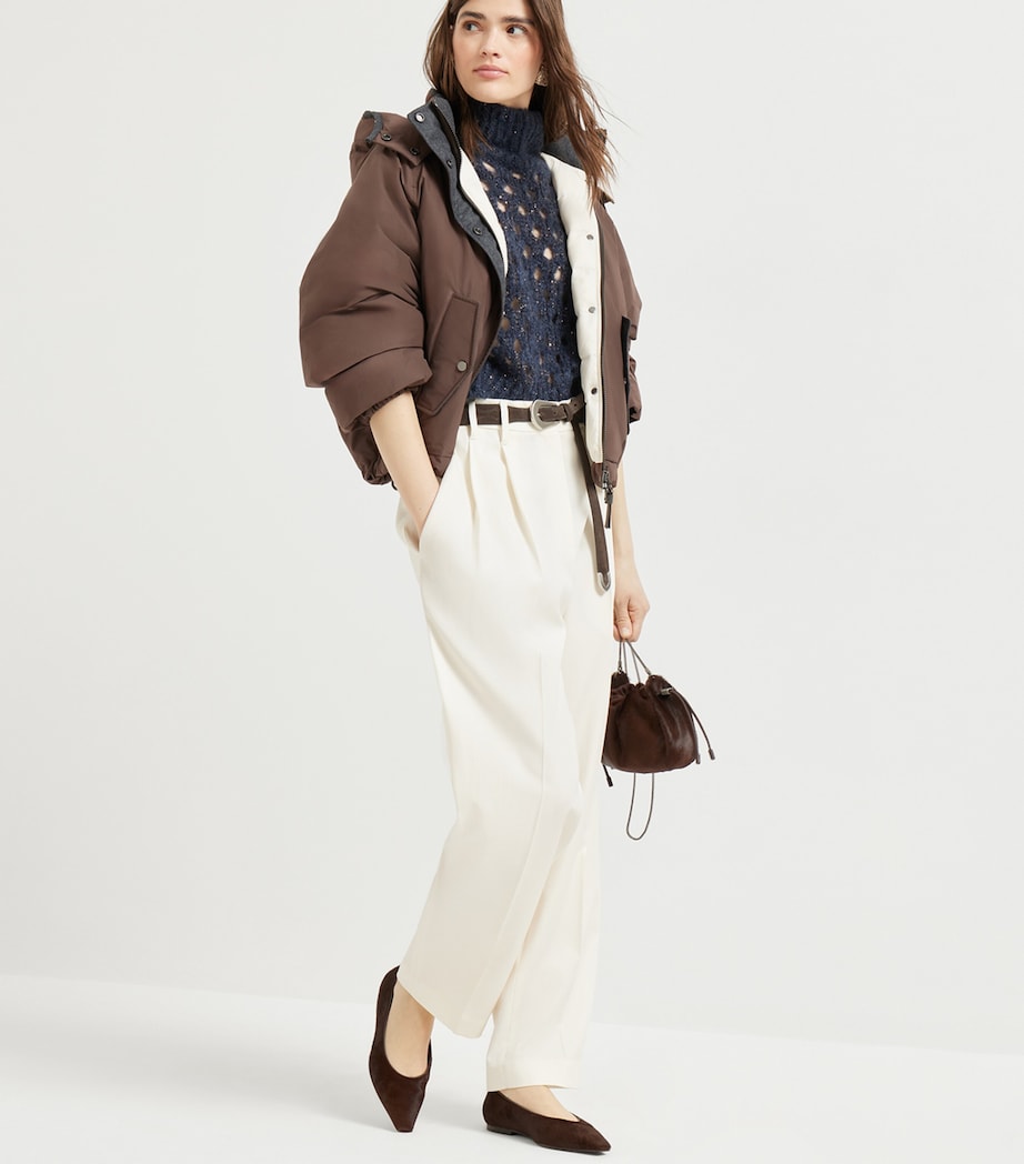 Brunello Cucinelli Black Techno Cotton Puffer Jacket