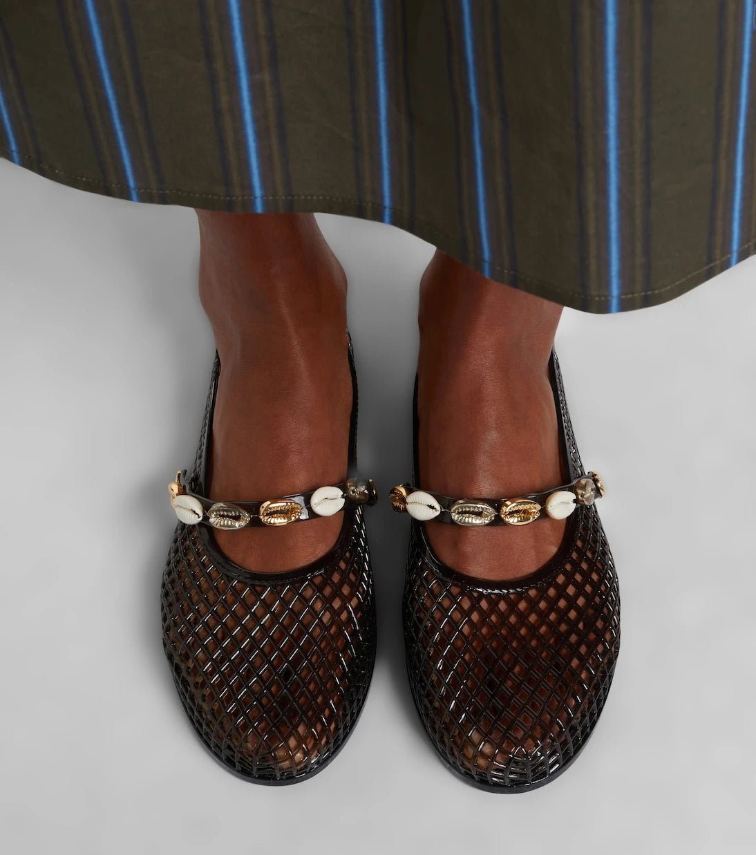 Ancient Greek Sandals - Iro embellished fishnet ballet flats