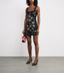 STAUD Black Beaded Floral Le Sable Mini Dress