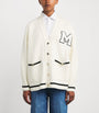 Maje White Monogram Appliqué Cardigan